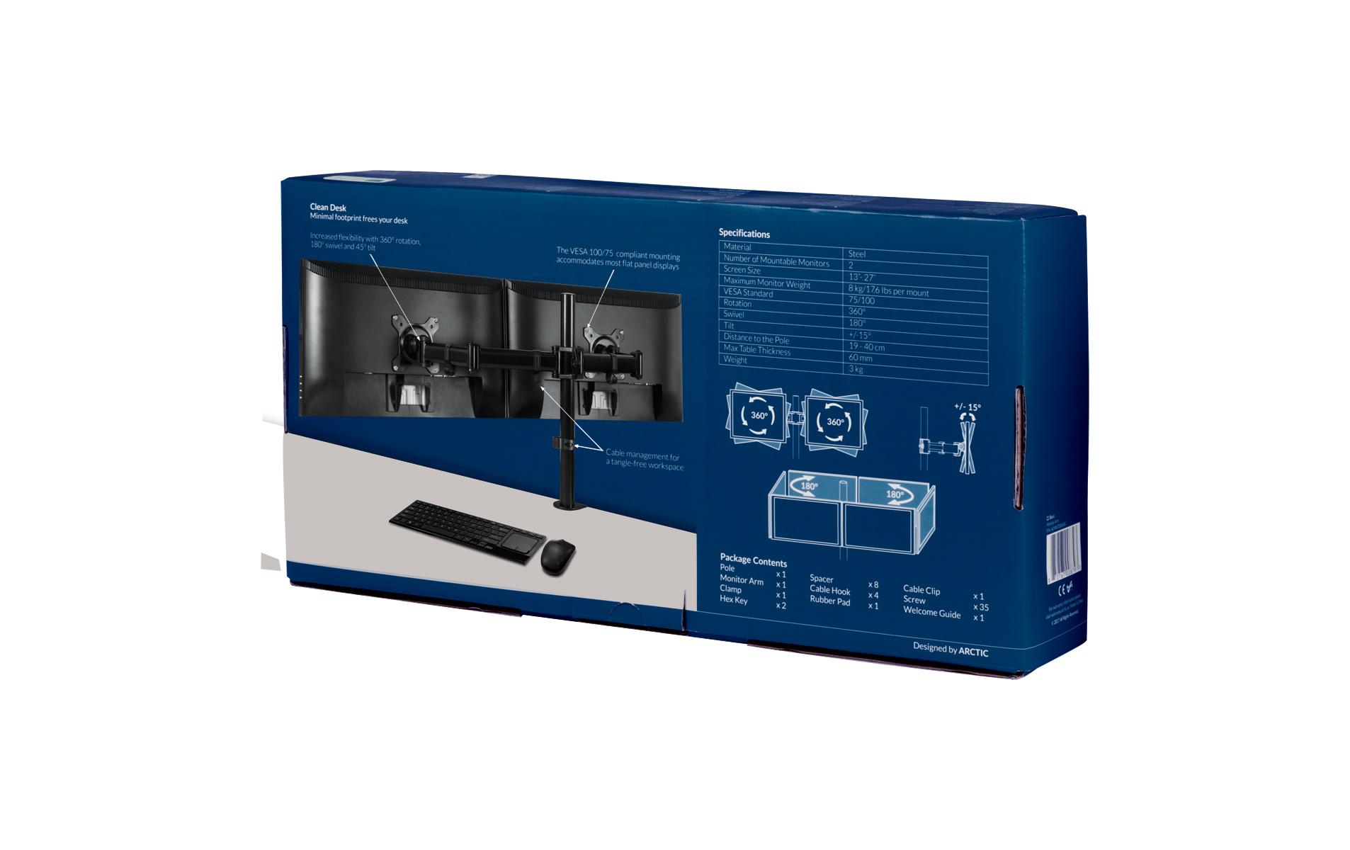 Arctic Cooling Tischhalterung Z2 Basic bis 16 kg – Schwarz