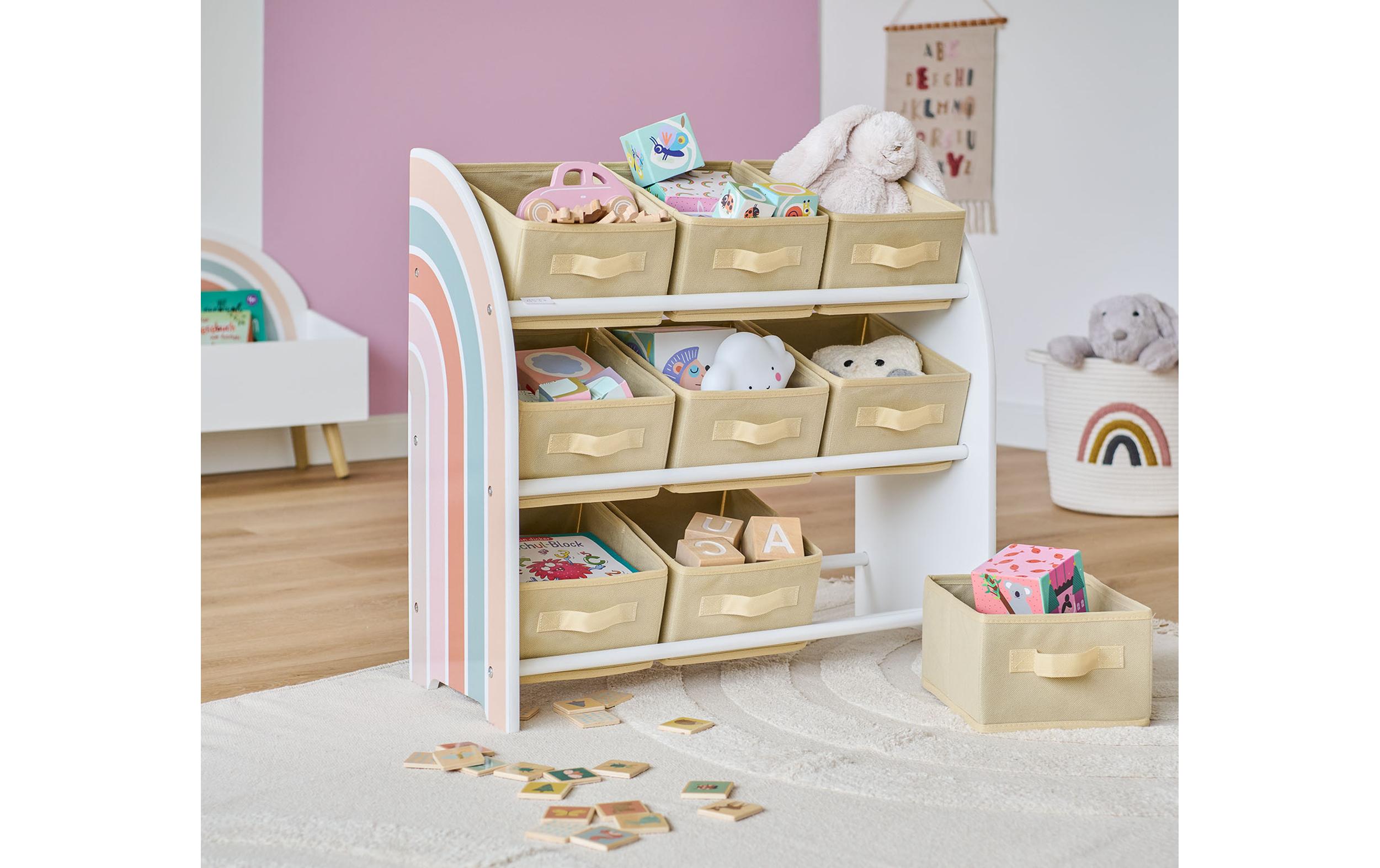 Zeller Present Kinderegal Rainbow mit 9 Boxen 65 x 30 x 64 cm