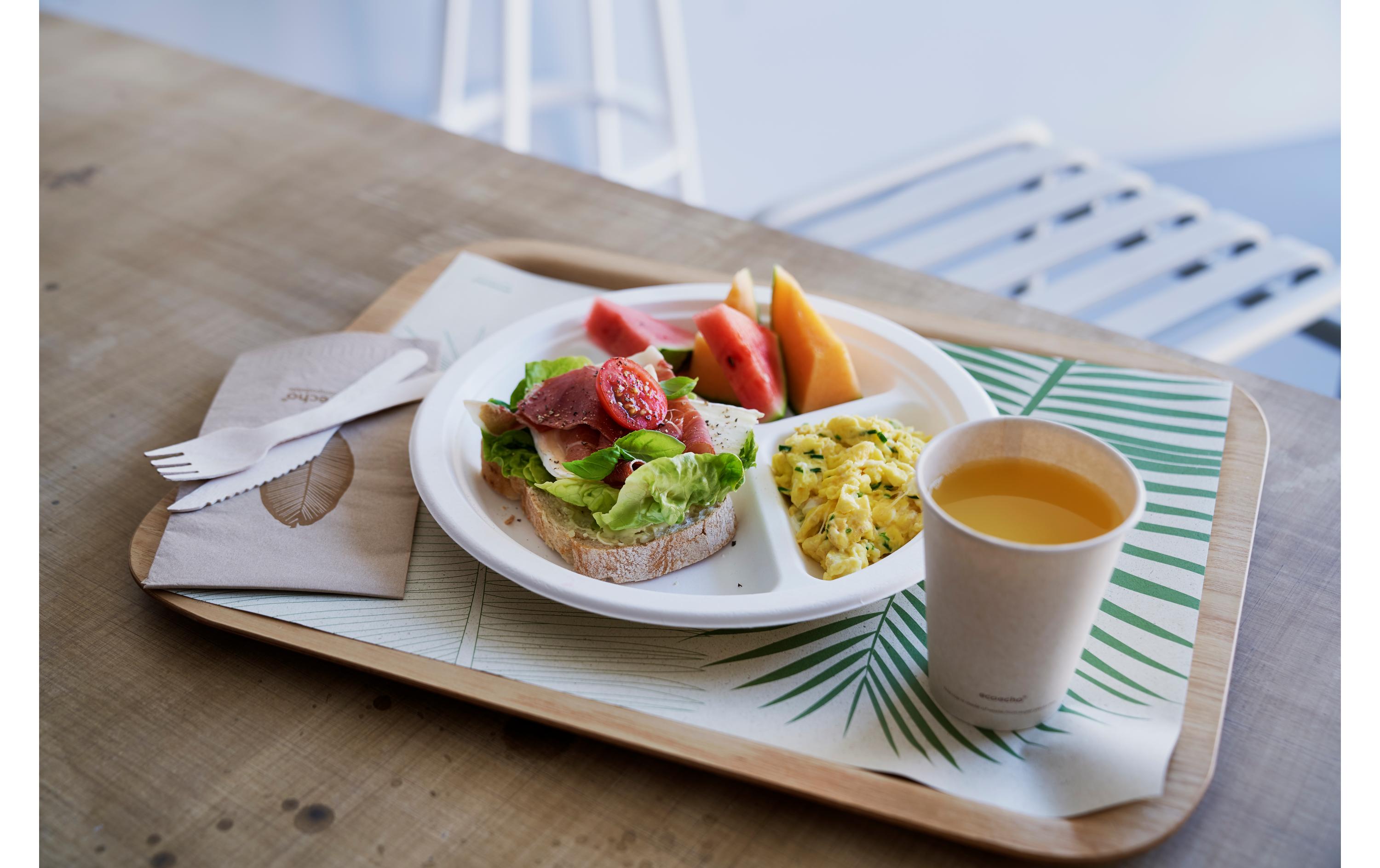 BioPak Einwegteller mit 3 Unterteilungen 26 cm, 50 Stück, Weiss