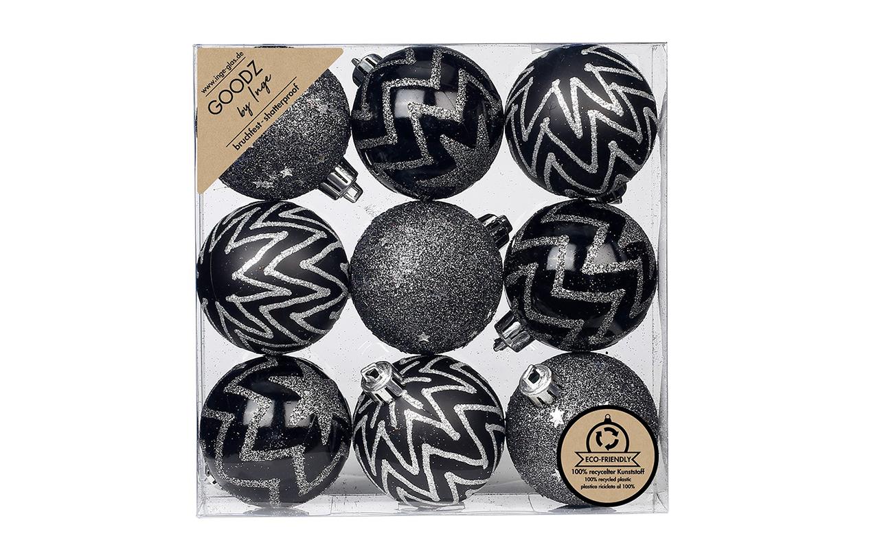 INGES CHRISTMAS DECOR Weihnachtskugel Schwarz-Mix Ø 6 cm 9 Stück