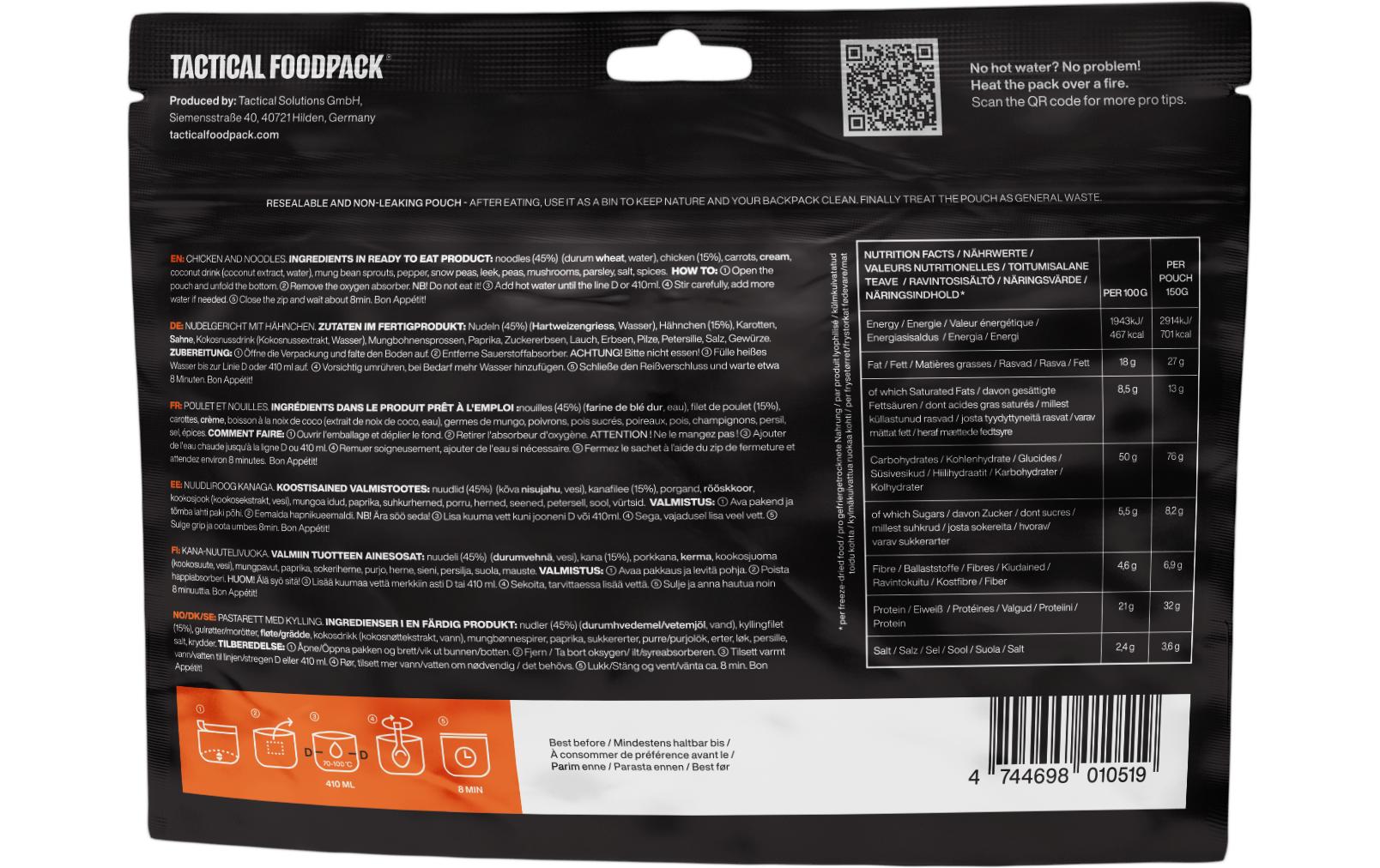 Tactical Foodpack Hauptgericht Hähnchen mit Nudeln Tactical Foodpack Hauptgericht Hähnchen mit Nudeln