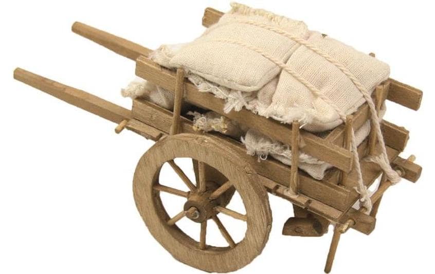 Botanic-Haus Krippenzubehör Marktwagen mit Stoffen