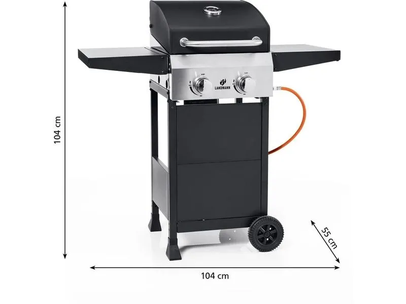 Landmann Gasgrill Black 2.0 104 cm, Stahl emalliert, Rost Edelstahl