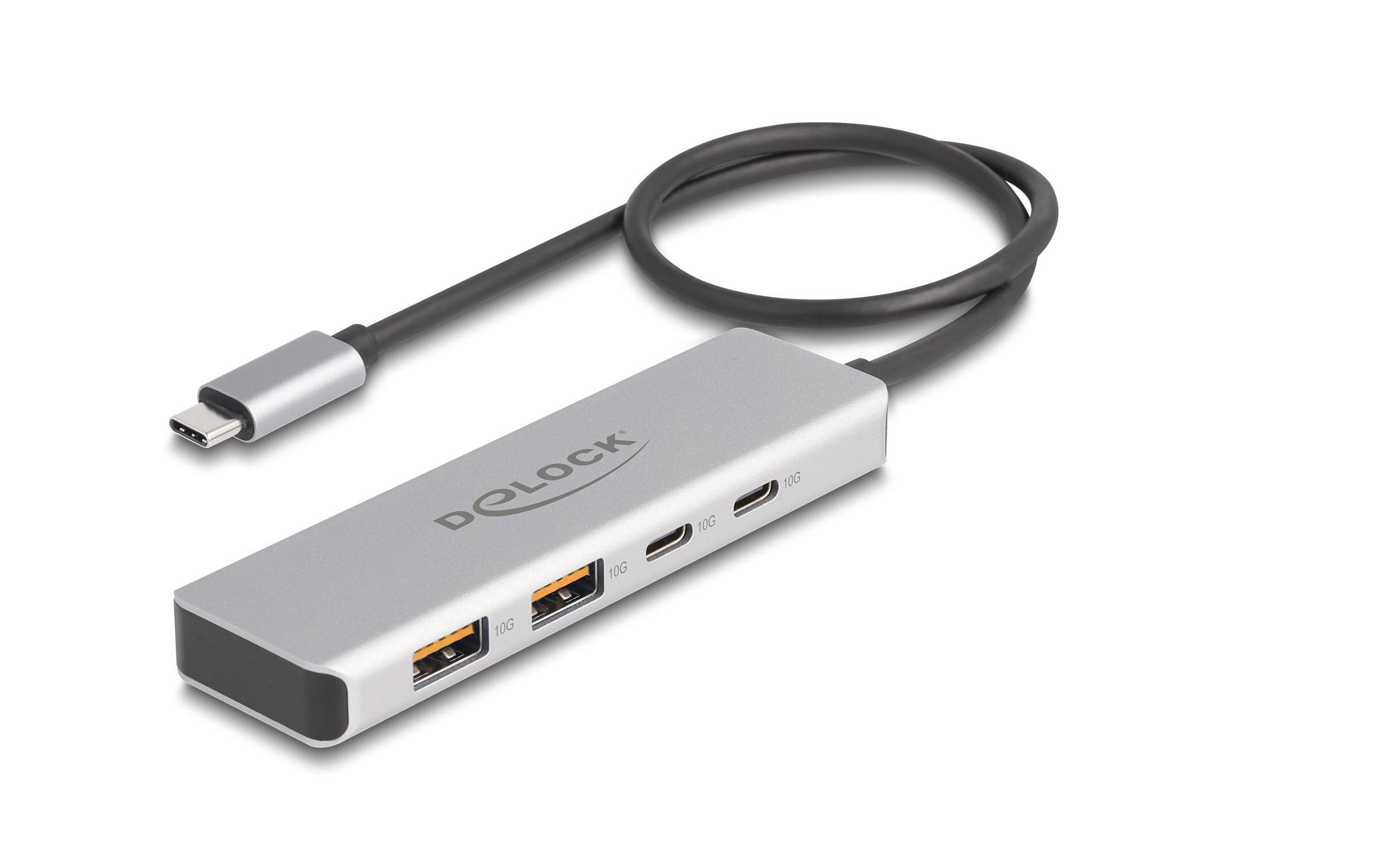 Delock USB-Hub 10 Gbps 2 x USB Typ-A und 2 x USB Type-C