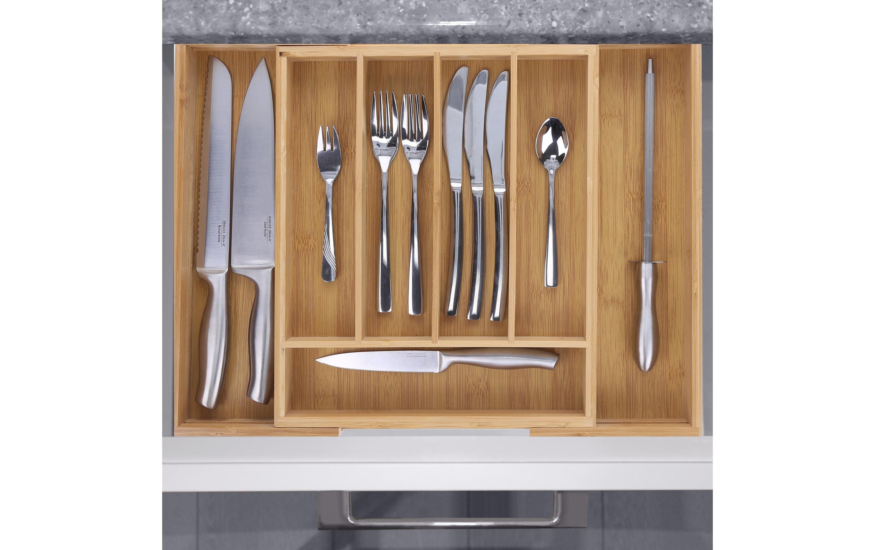 relaxdays Besteckkasten ausziehbar Hellbraun