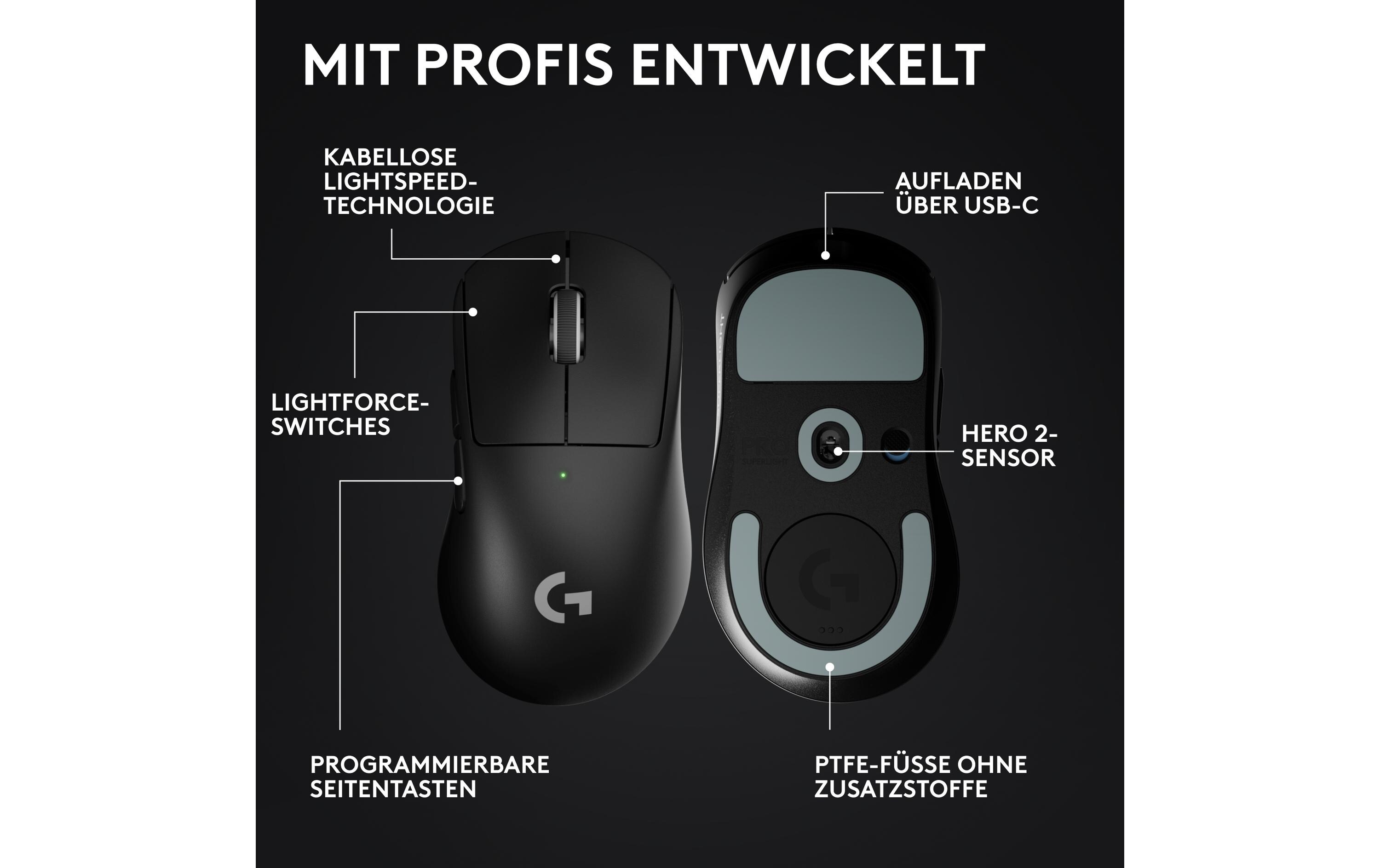 Logitech Gaming-Maus Pro X Superlight Dex Schwarz