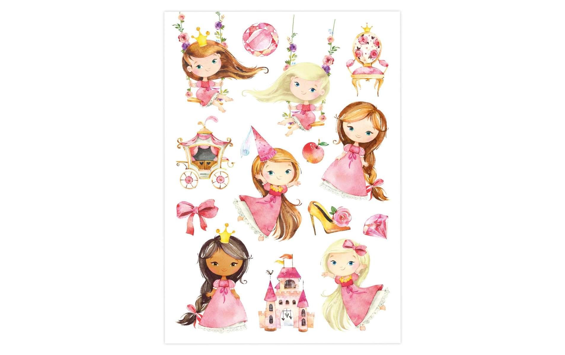 Papierdrachen Tattoo Set Einhorn, Meerjungfrau, Prinzessin