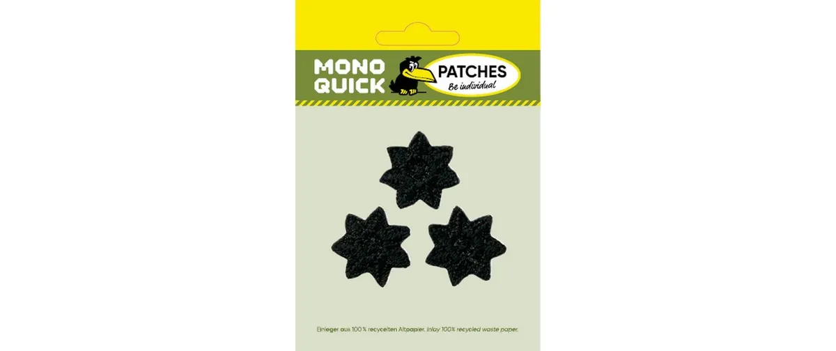 Mono-Quick Applikation 3 Sternchen, schwarz | Mono-Quick 3 Stück