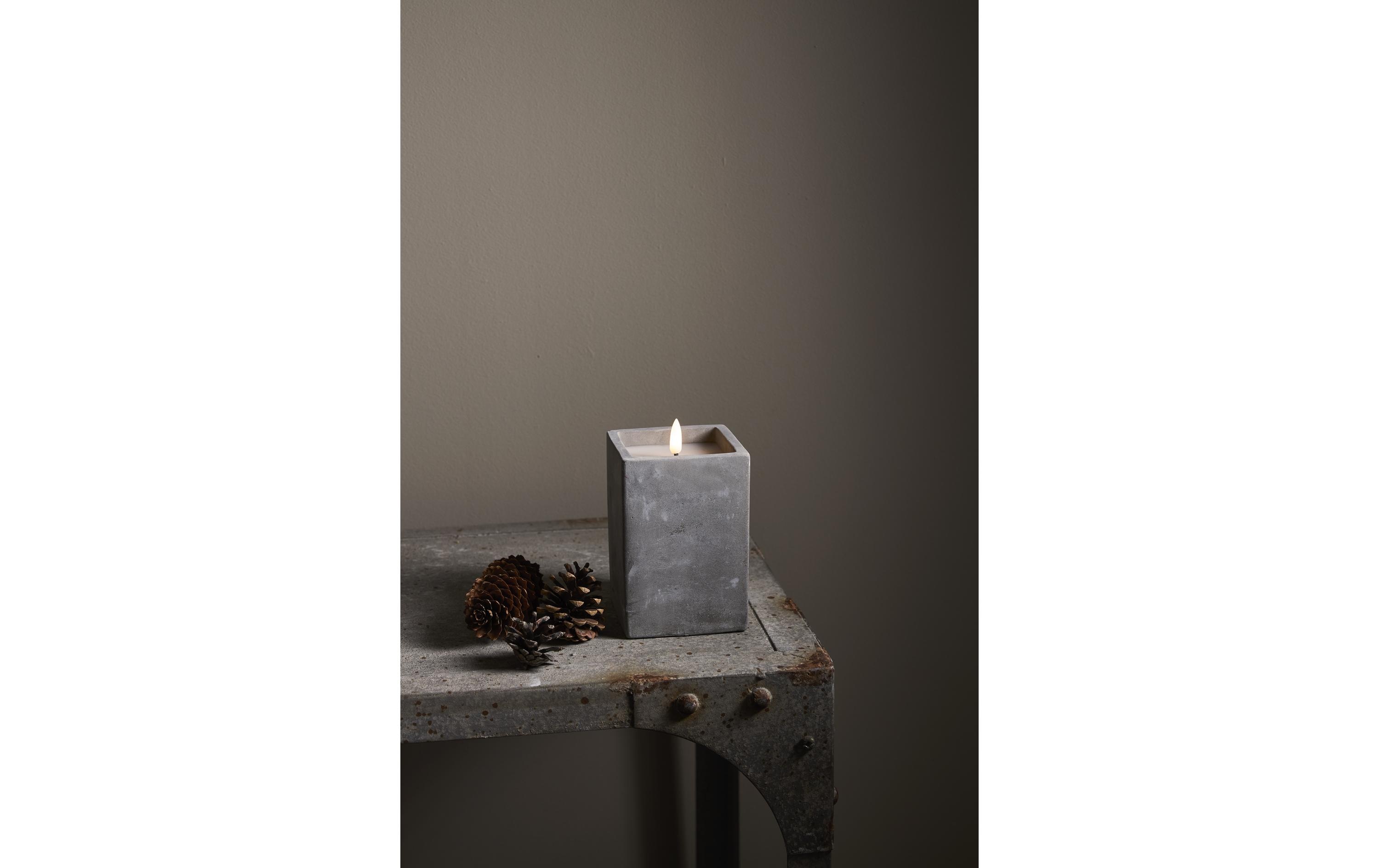 Star Trading LED-Kerze Flamme Cem, 9 x 9 x 14.5 cm, Grau