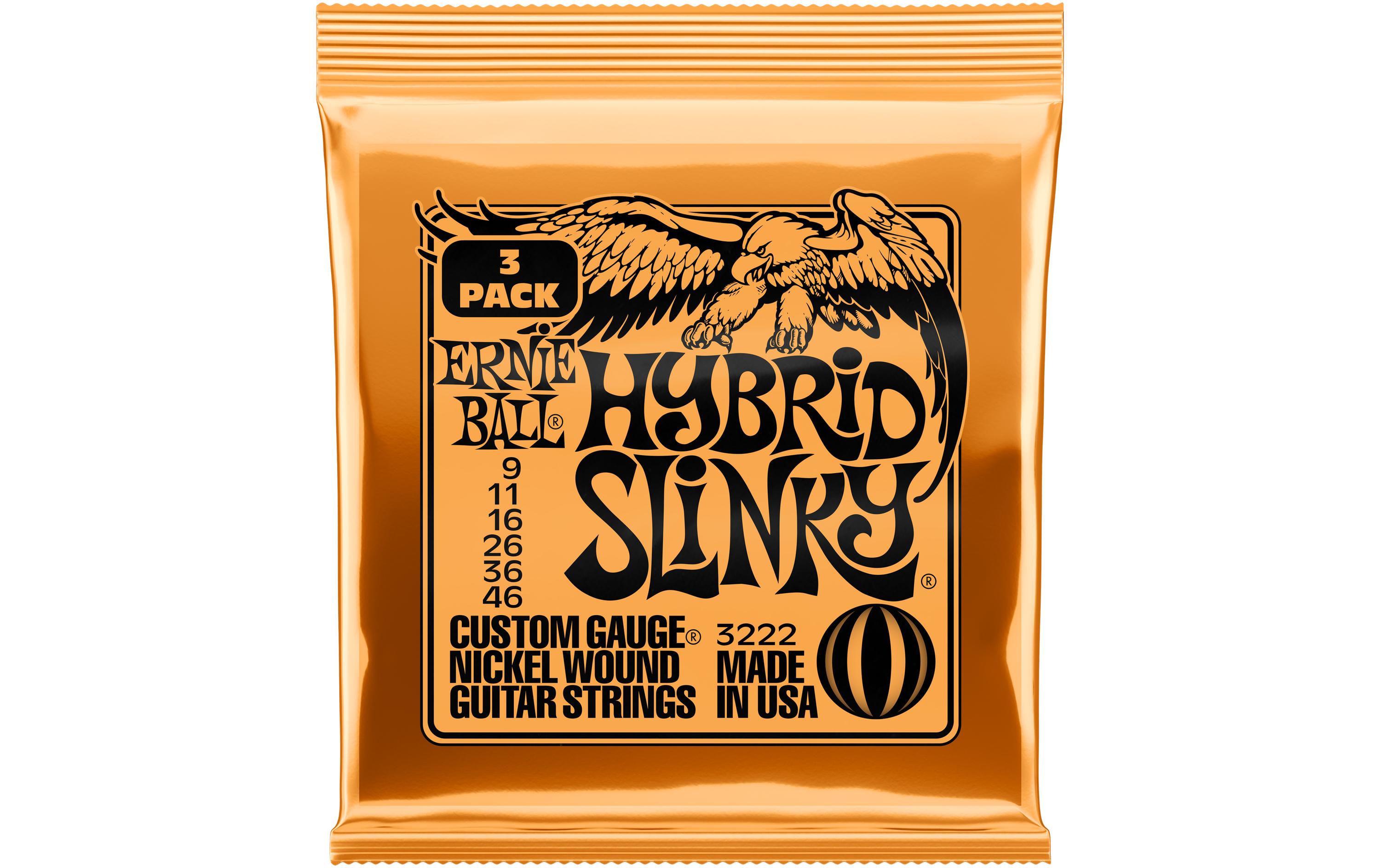 Ernie Ball Gitarrensaiten 3222 Slinky Nickel 3er Pack – Hybrid 9 - 46