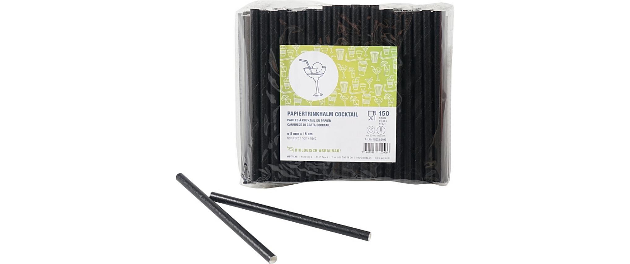 Weita Strohhalm Cocktail 150 Stück, Schwarz