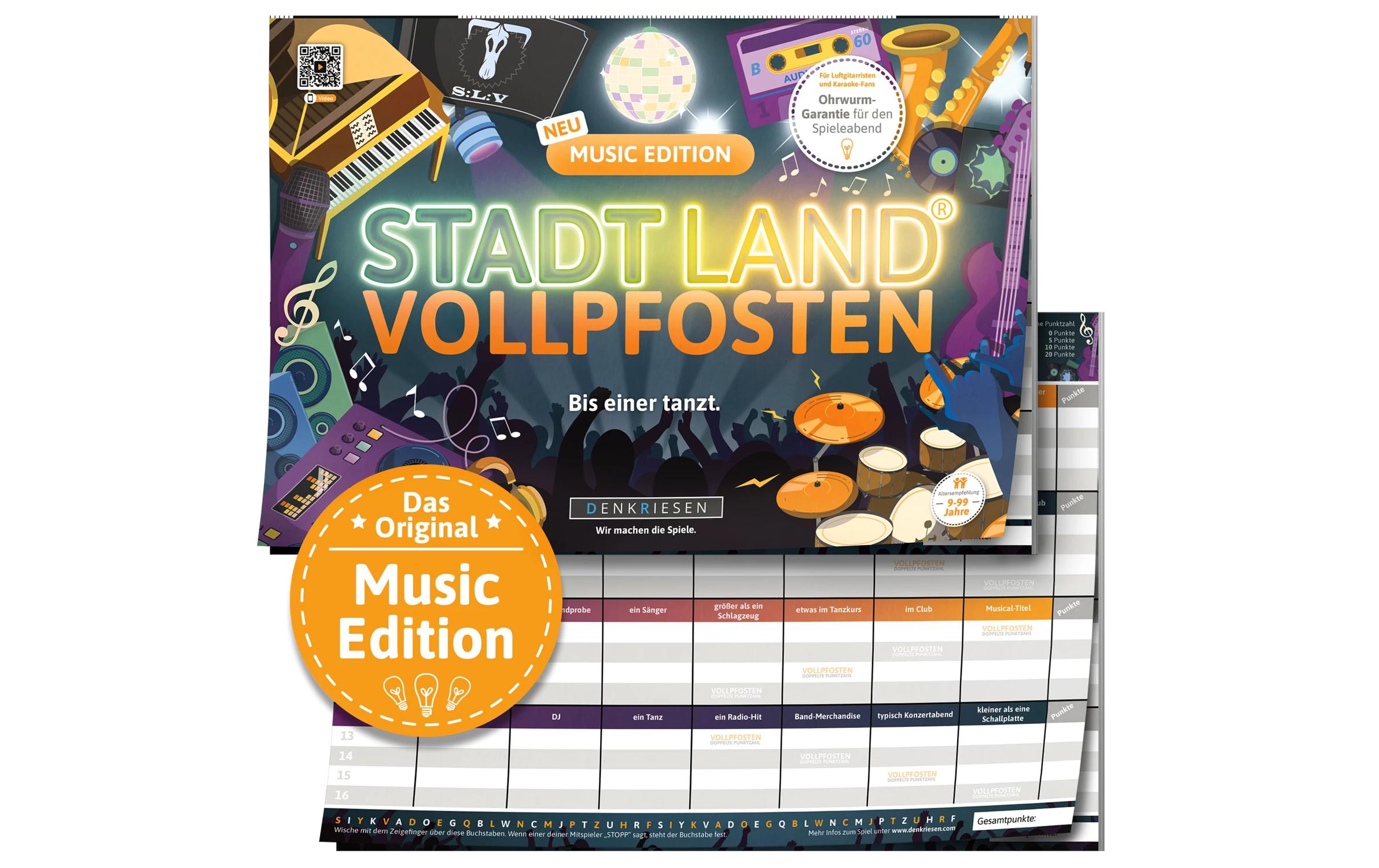 Denkriesen Familienspiel Stadt Land Vollpfosten Music Edition -DE-