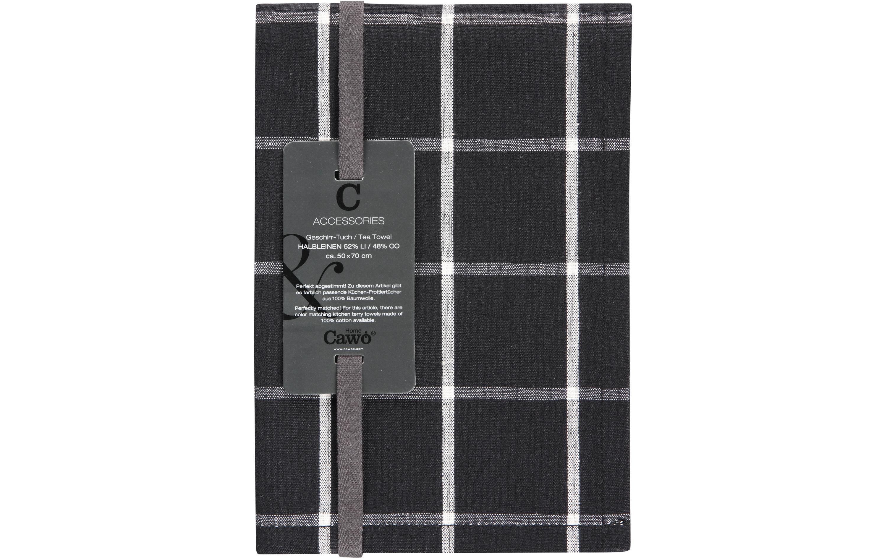 Cawö Geschirrtuch Zoom Caro Schwarz/Weiss