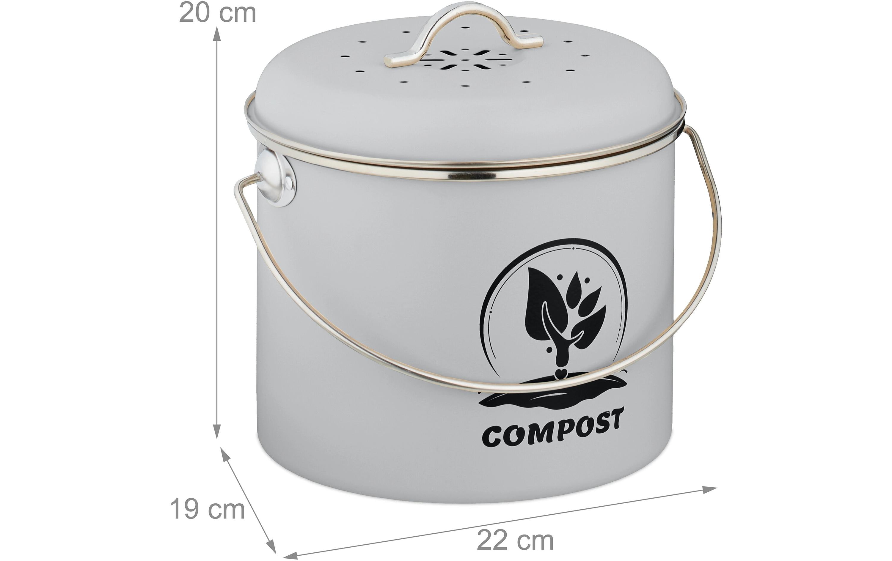 relaxdays Komposteimer 3.5 l, Grau/Silber