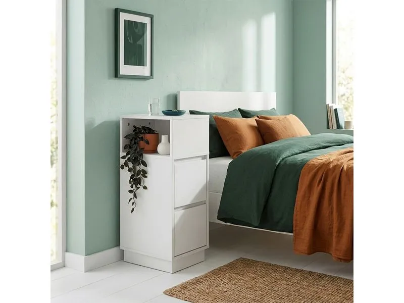 relaxdays Nachttisch 24 x 64 cm, Weiss , 2er Set relaxdays Nachttisch 24 x 64 cm, Weiss , 2er Set