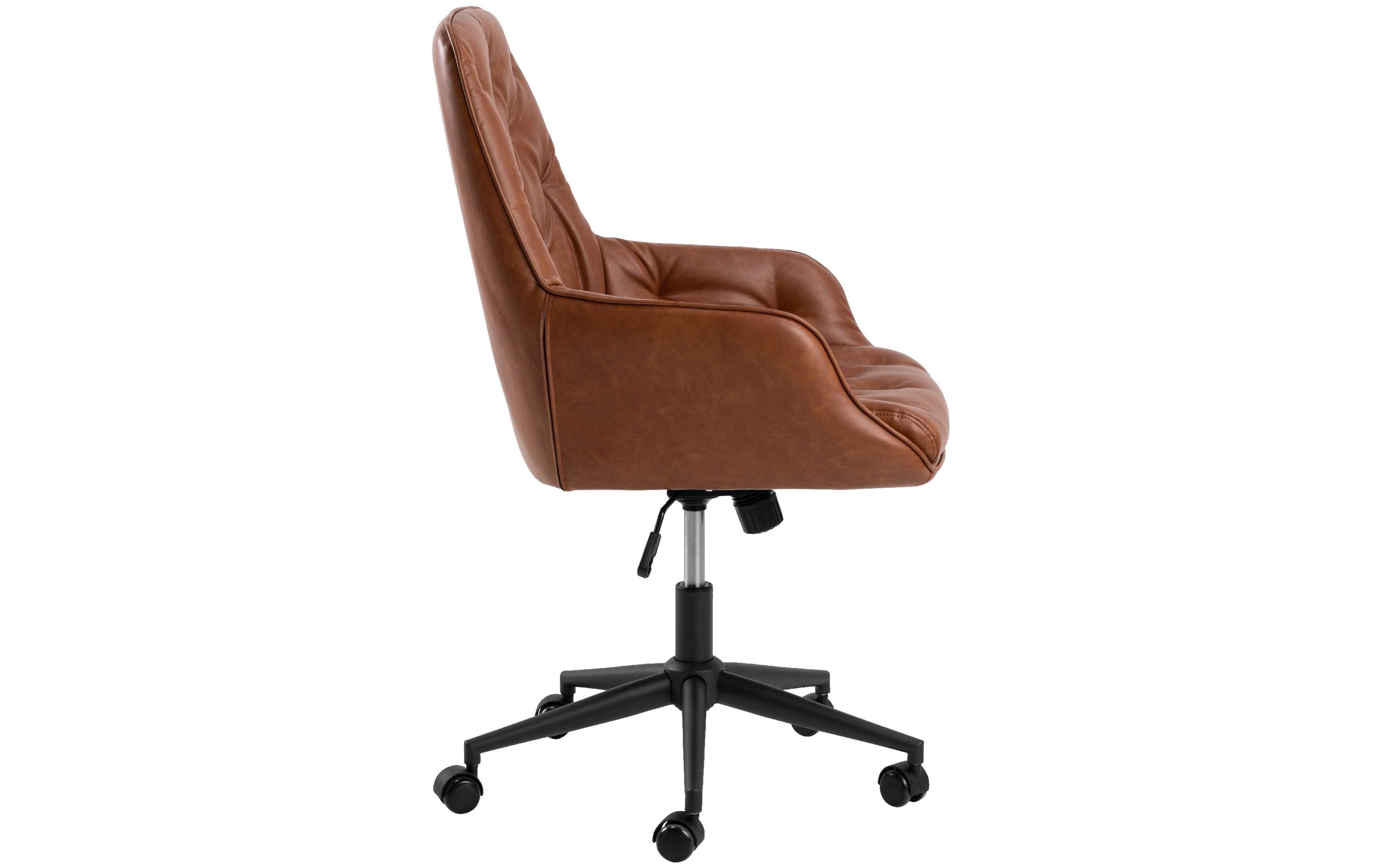 AC Design Bürostuhl Erik, mit Polsterrücken und Armlehnen, Cognac