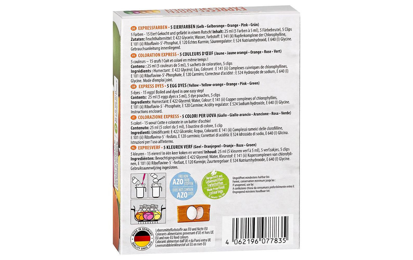 Brauns Heitmann Eierfarben Express 5 Stück, Mehrfarbig