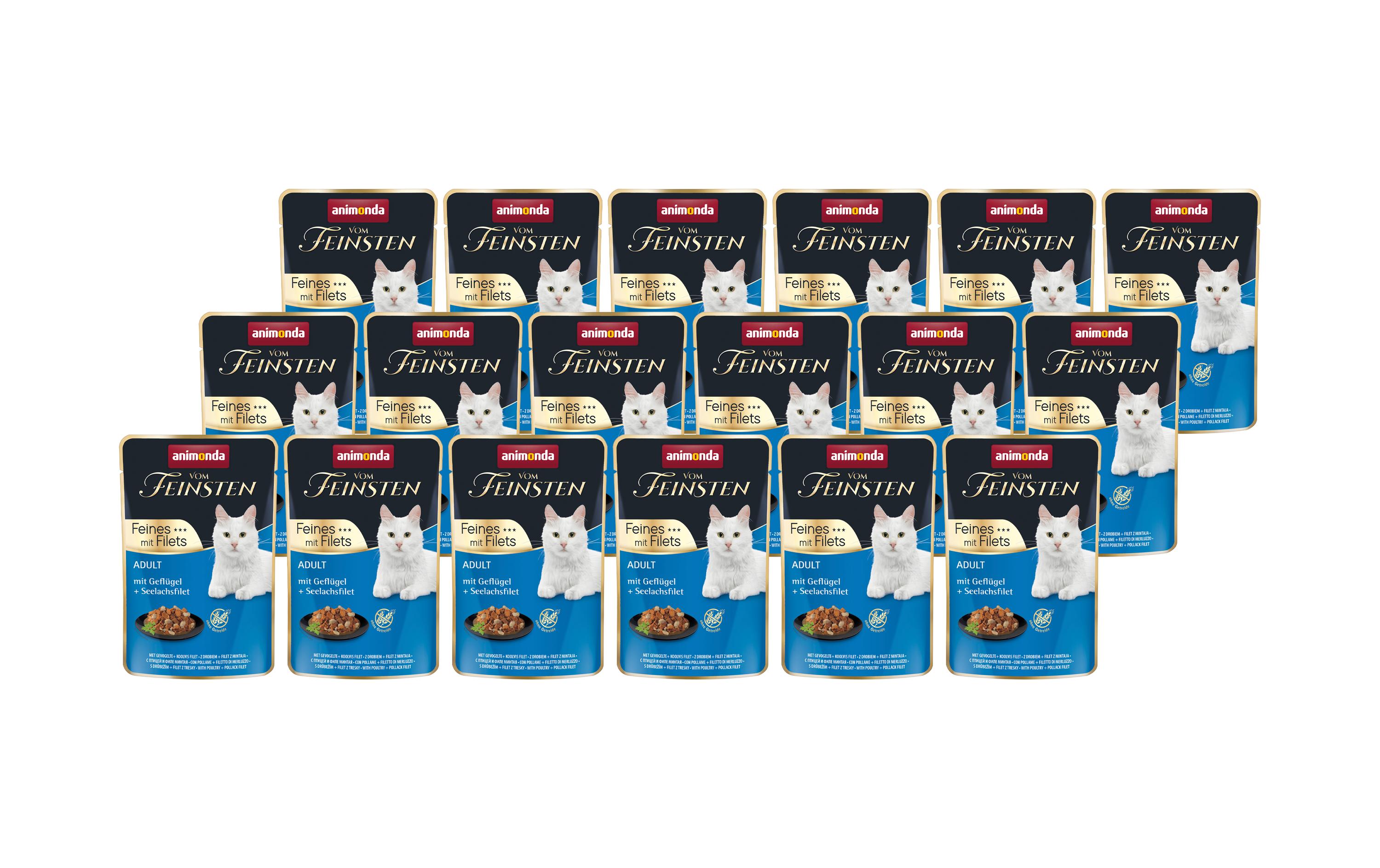 animonda Nassfutter Vom Feinsten Filet Geflügel & Lachs, 18 x 85 g