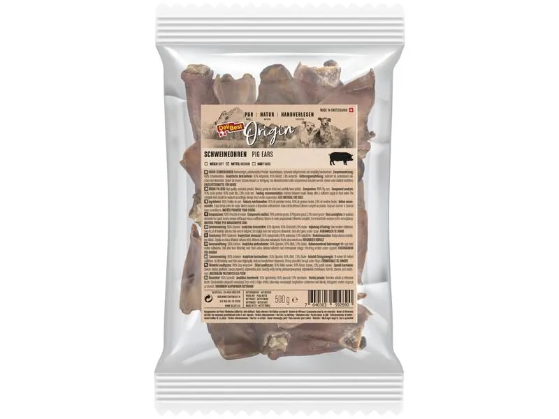 DeliBest Kausnack Origin Schweineohren 500 g, Schweizer Fleisch DeliBest Kausnack Origin Schweineohren 500 g, Schweizer Fleisch