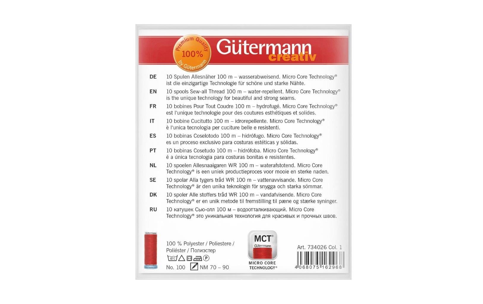 Gütermann Nähgarn-Set Water Repellent 10 Stück, Mehrfarbig