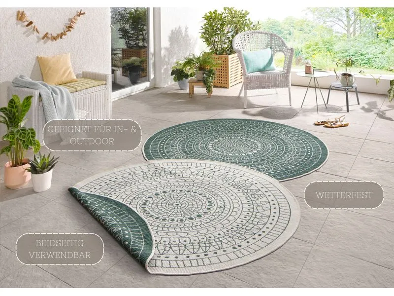 Hanse Home Teppich Porto Ø 140 cm, Grün/Crème Hanse Home Teppich Porto Ø 140 cm, Grün/Crème