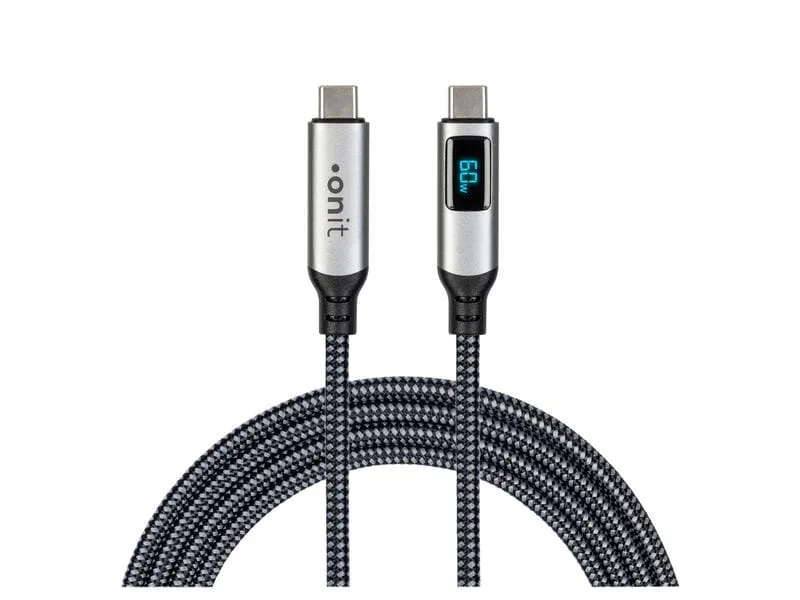 onit USB4-Kabel Premium LED USB C - USB C 3 m, Grau/Schwarz