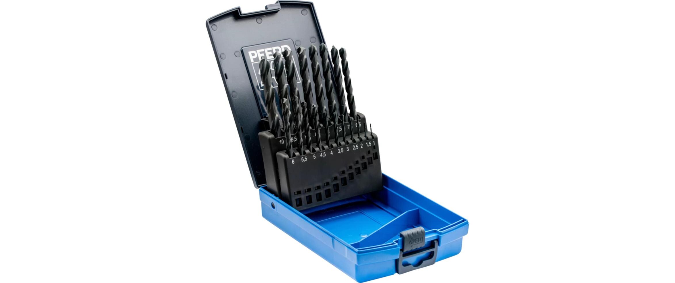 Pferd HSSG-Spiralbohrer-Set 19-tlg. Stahl N DIN 338