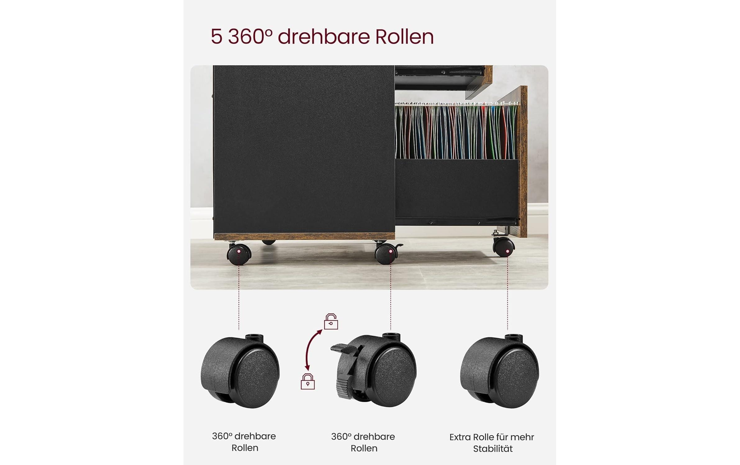 Songmics Aktenschrank mit Rollen 80 x 40 x 66 cm