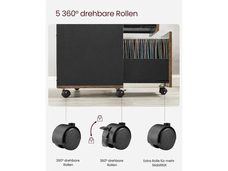 Songmics Aktenschrank mit Rollen 80 x 40 x 66 cm