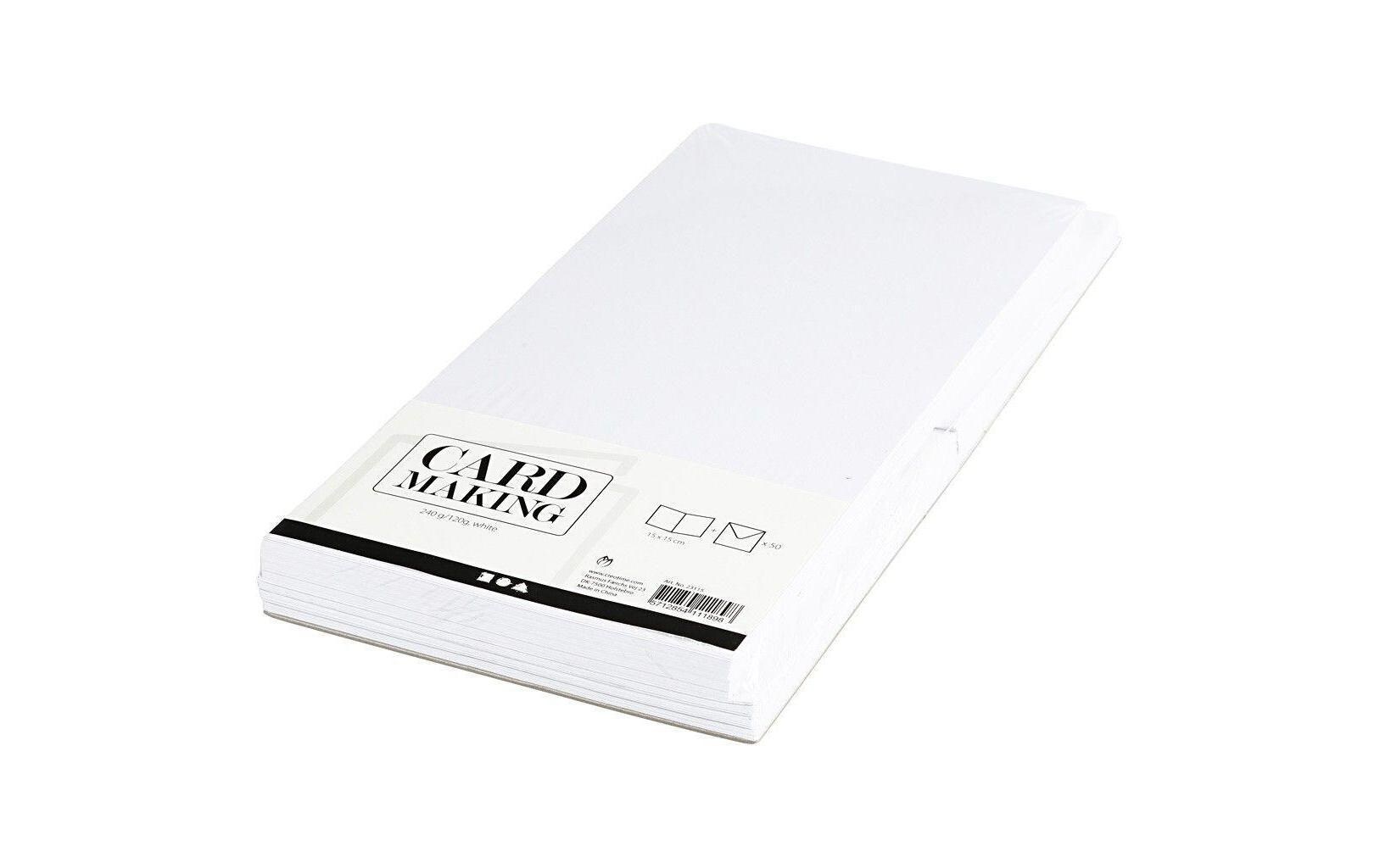 Creativ Company Blankokarte 15 x 15 cm 50 Sets, Weiss