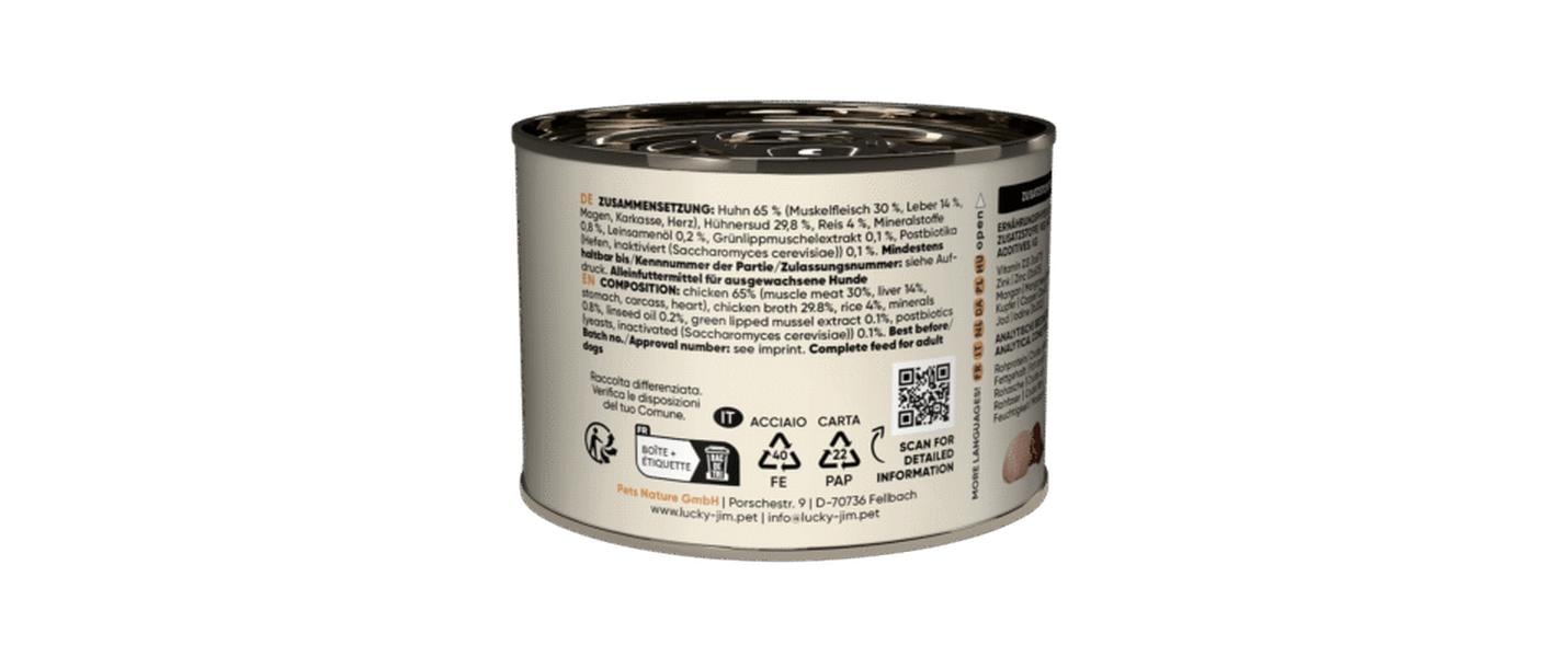 Lucky Jim Nassfutter Mini Adult Huhn und Leber 200 g