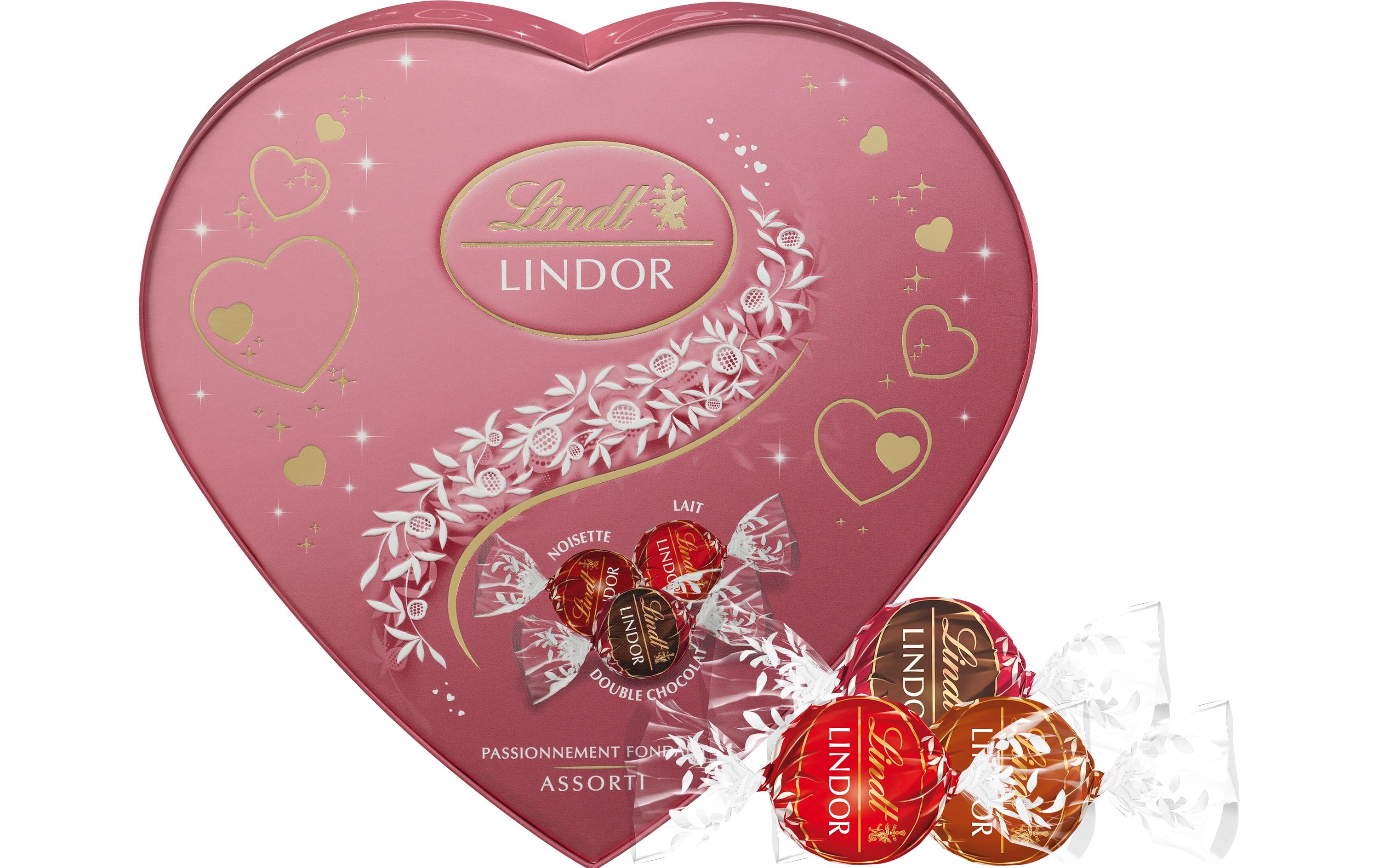 Lindt Schokoladen-Pralinen Lindor Assortiert Herz Rosa 160 g