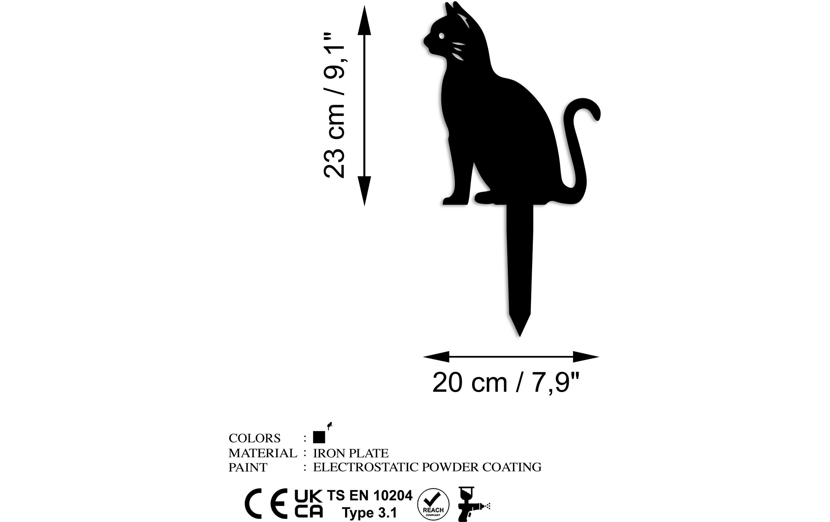 Wallxpert Gartenstecker Katze 38 x 20 cm