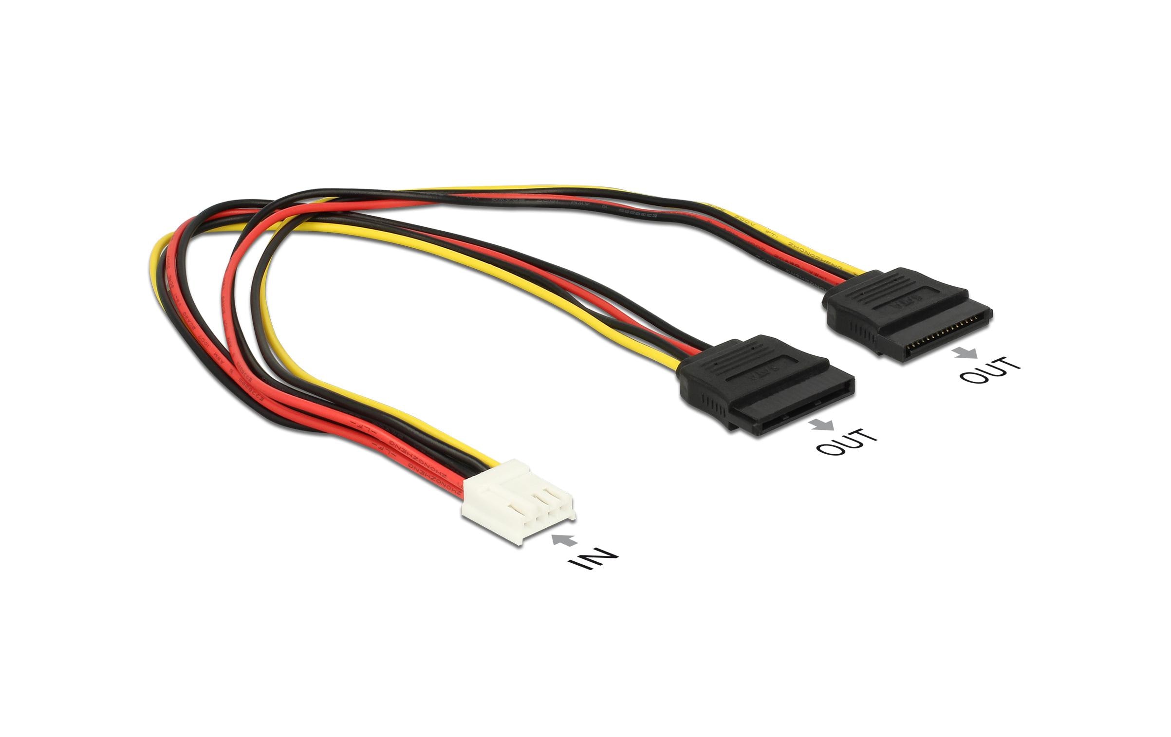 Delock Stromkabel 0.3m, Floppy 4p/2x SATA 15p 30 cm