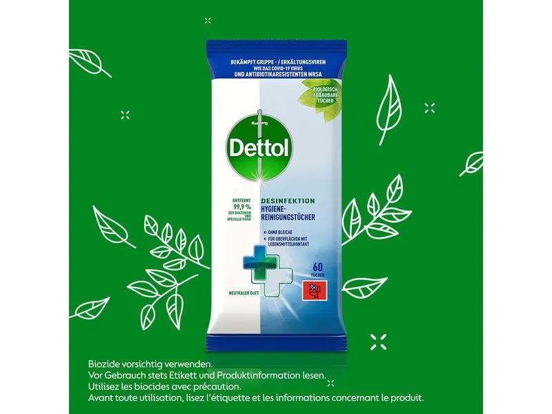 Dettol Desinfektion Hygiene-Reinigungstücher 60 Stück