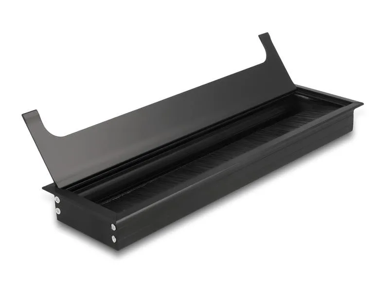 Delock Einbaurahmen für Tisch mit Bürste 300x80x28mm, Schwarz Delock Einbaurahmen für Tisch mit Bürste 300x80x28mm, Schwarz