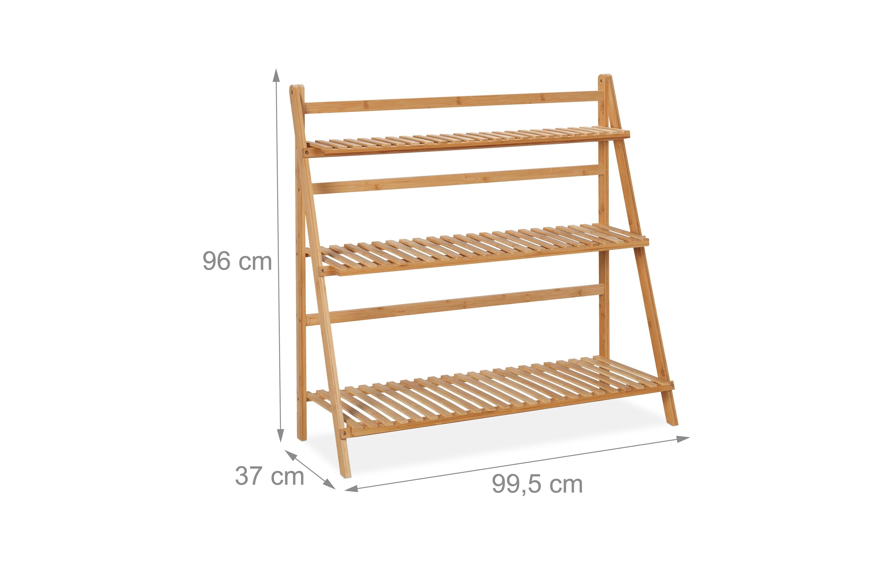 relaxdays Pflanzentreppe Bambus 3 Ebenen klappbar 96 x 99.5 x 37 cm