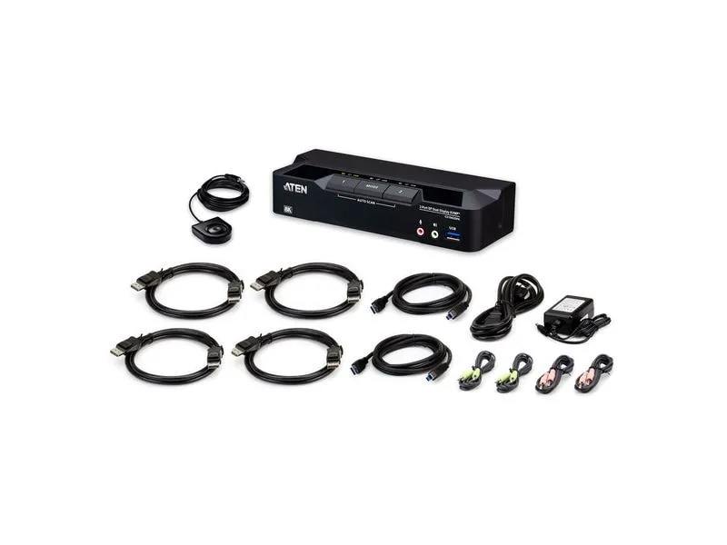 Aten Aten KVM-Switch 2-fach Audio/DP/USB 3.0, 8K, Dual Display