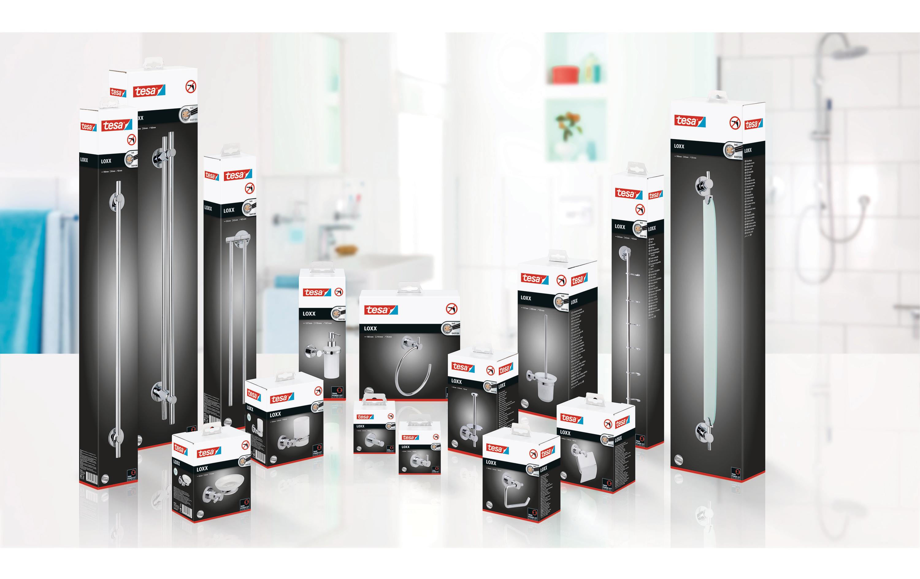 tesa Loxx Seifenablage ohne Bohren, silber