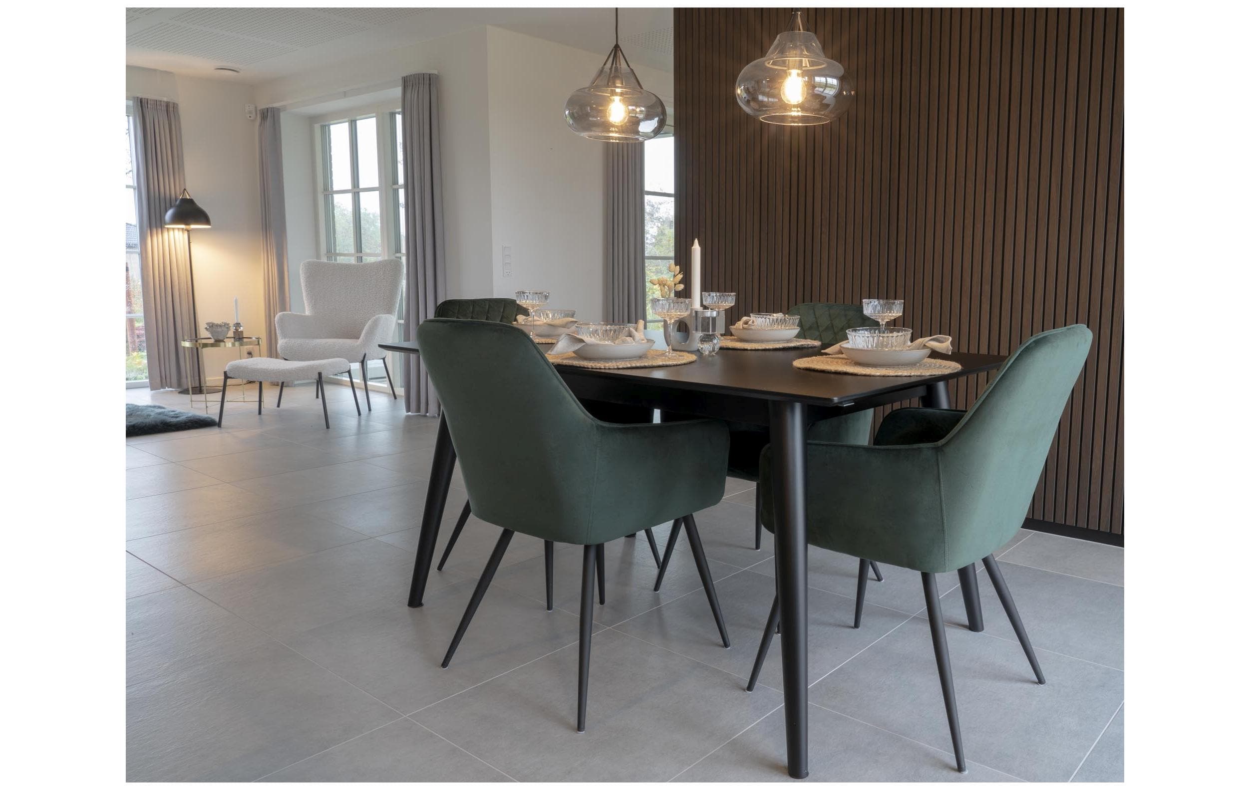 House Nordic Stuhl Harbo 65 x 57 x 87, Grün/Schwarz, 2 Stück