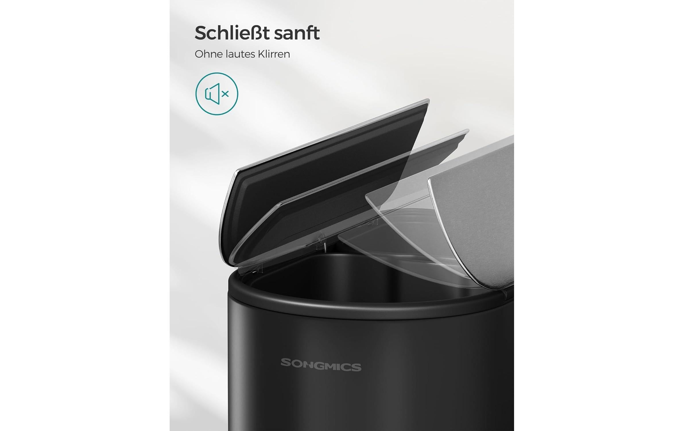 Songmics Abfalleimer 30 l, Schwarz