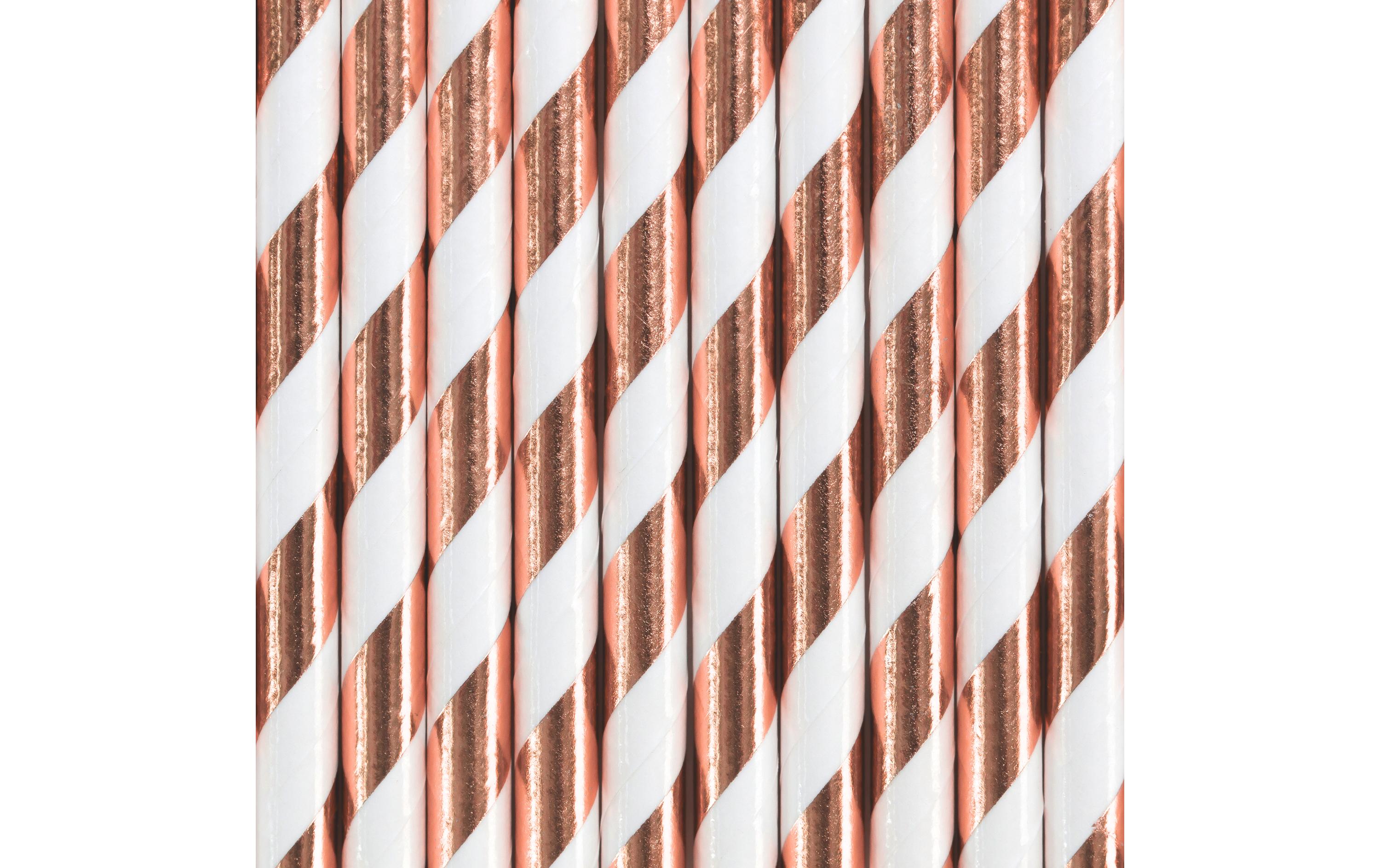 Partydeco Strohhalm 19.5 cm, 10 Stück, Rosegold/Weiss