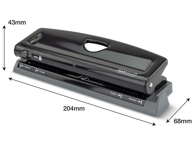Rapesco Locher 1725 9 Seiten, Schwarz Rapesco Locher 1725 9 Seiten, Schwarz