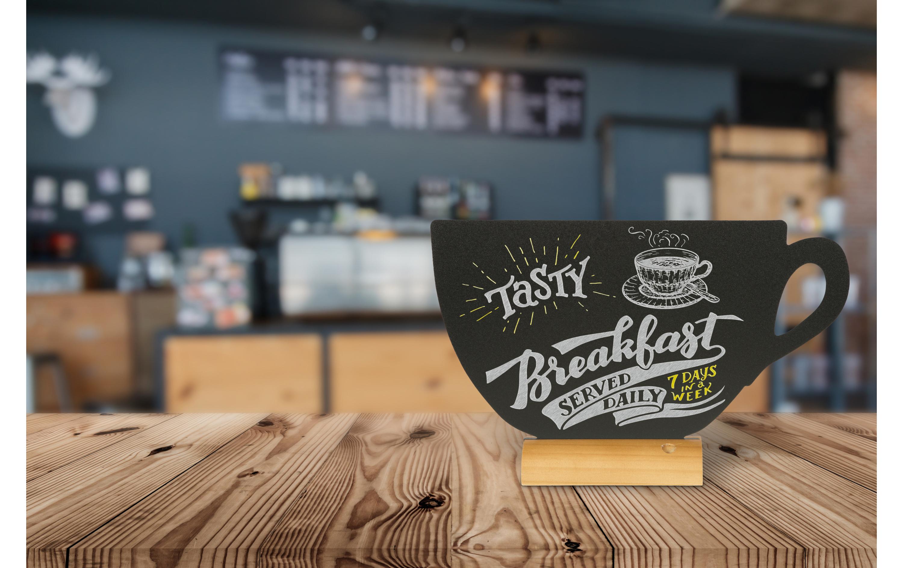 Securit Tischkreidetafel Silhouette Cup Hellbraun/Schwarz