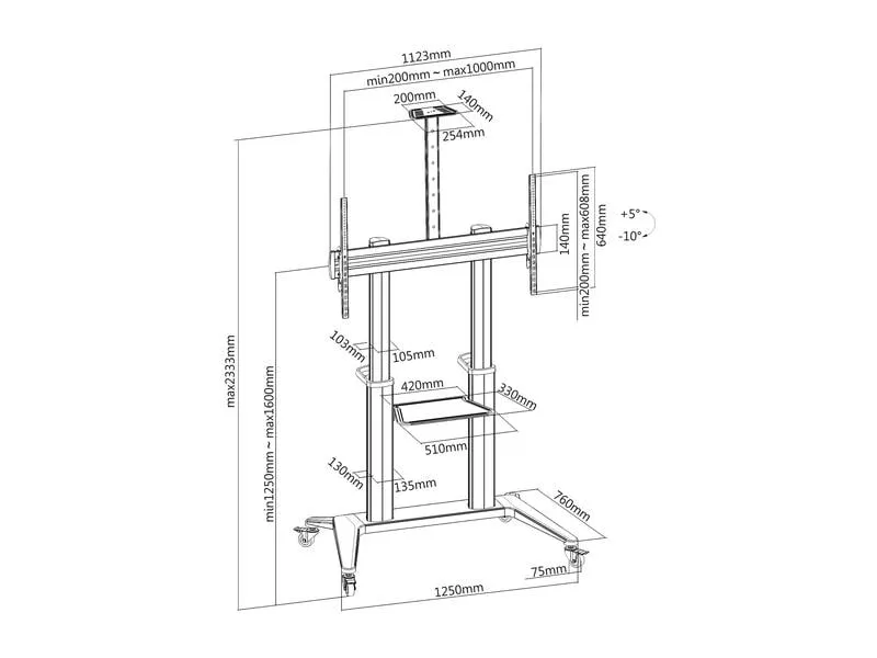 PureMounts TV-Trolley PDS-0012C PureMounts DS, Schwarz PureMounts TV-Trolley PDS-0012C PureMounts DS, Schwarz