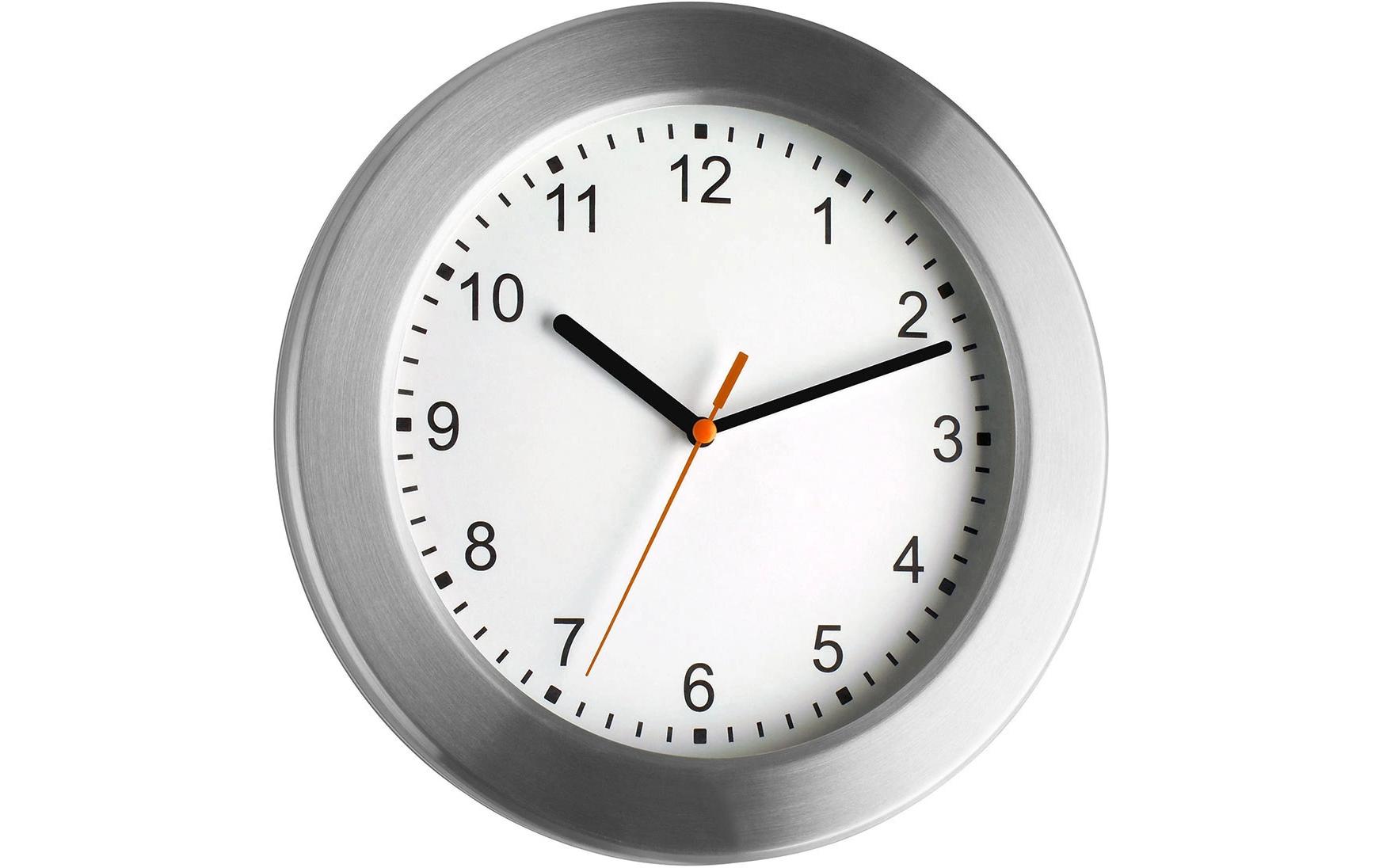 TFA Dostmann Wanduhr mit Aluminiumrahmen Silber