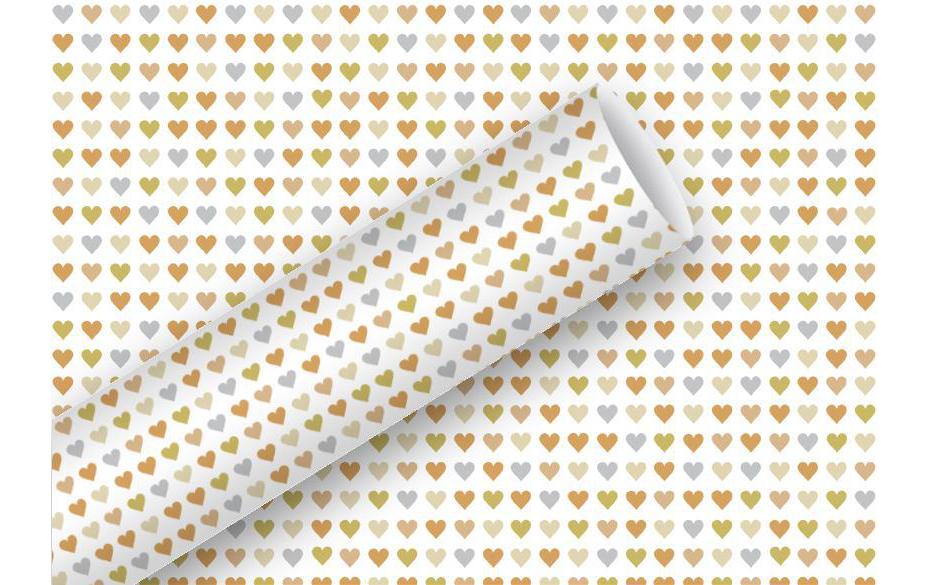 Braun + Company Geschenkpapier Heart to Heart Gold, 1.5 m x 70 cm