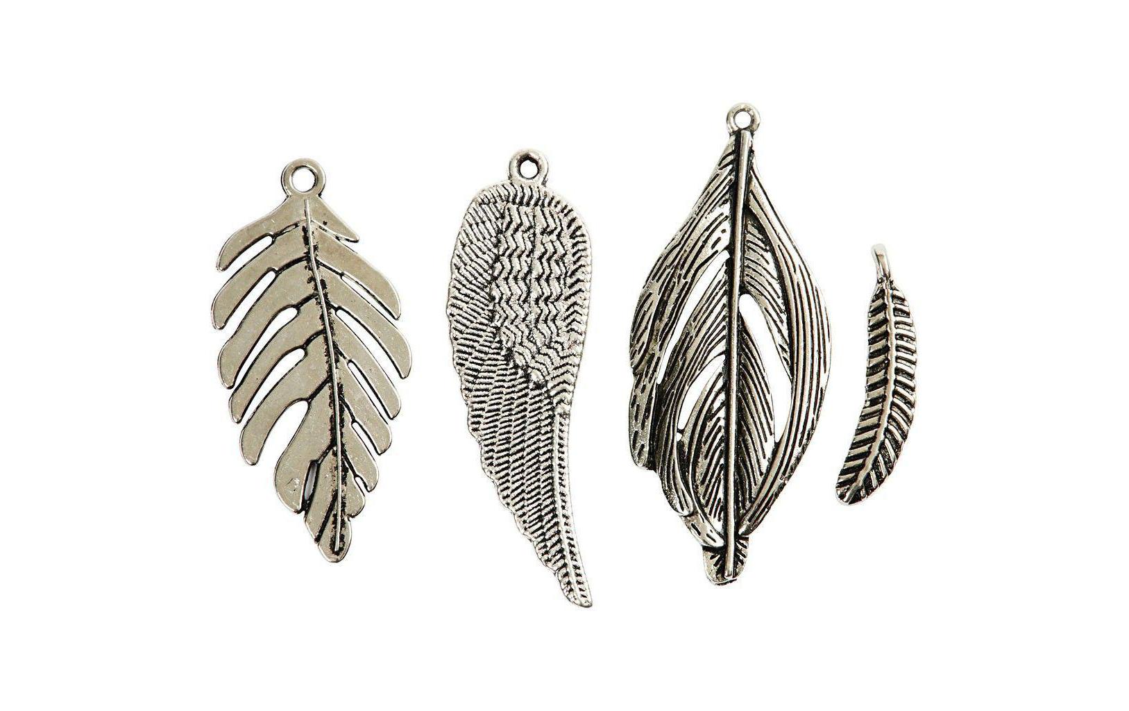 Creativ Company Anhänger Federn, 29-25 mm, antiksilber, 40 Stk.