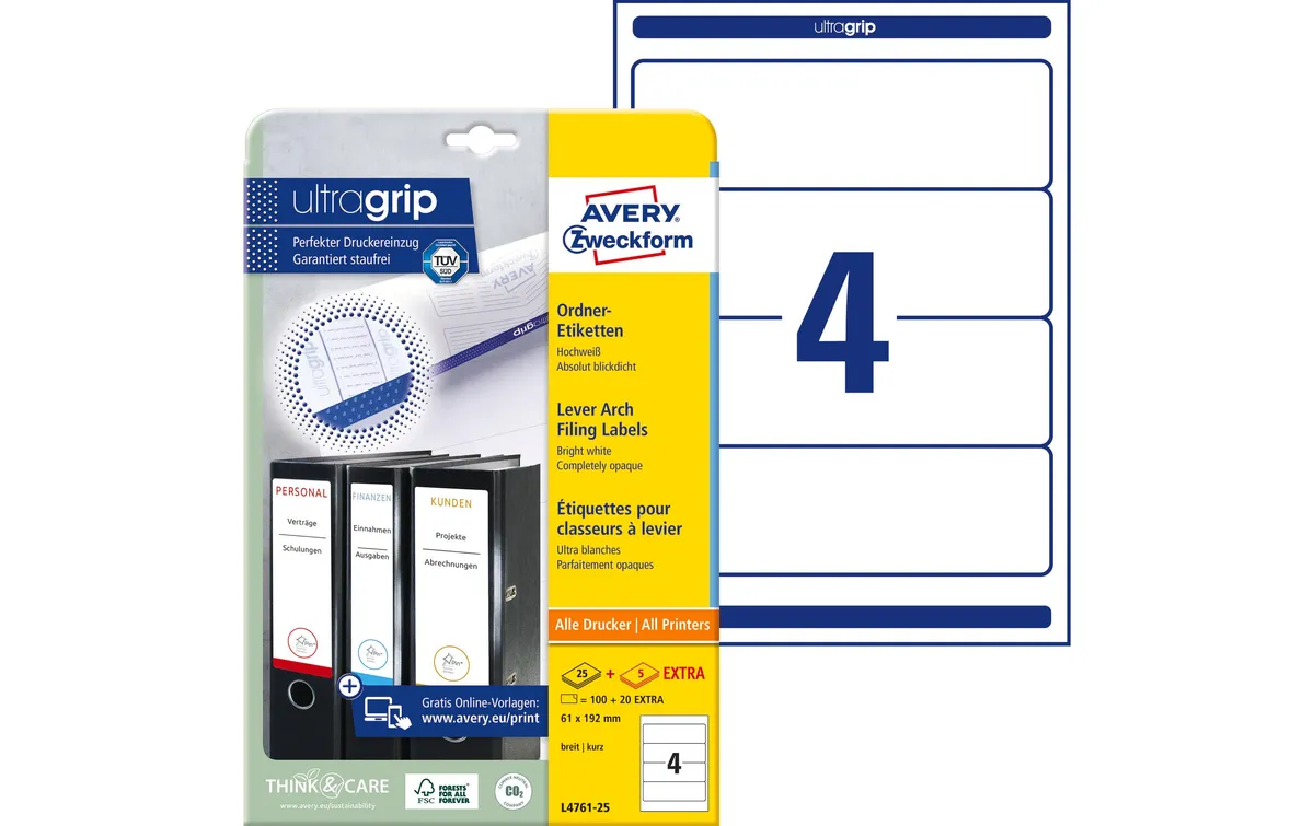 Avery Zweckform Ordneretiketten L4761 192 x 61 mm Avery Zweckform Ordneretiketten L4761 192 x 61 mm