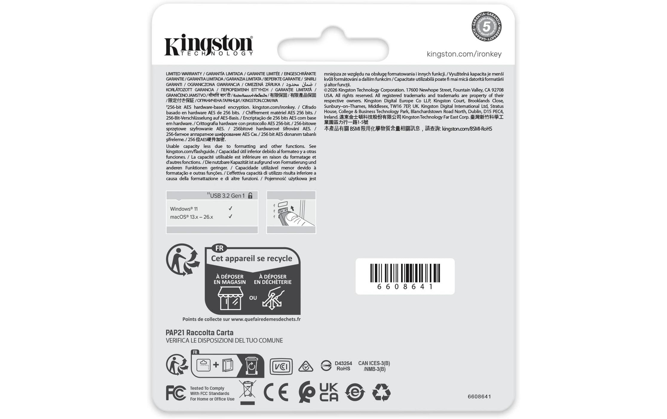 Kingston USB-Stick IronKey Locker+ 50 G2 64 GB